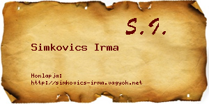 Simkovics Irma névjegykártya