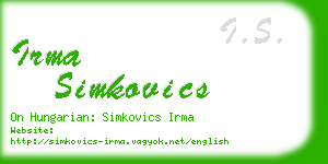 irma simkovics business card